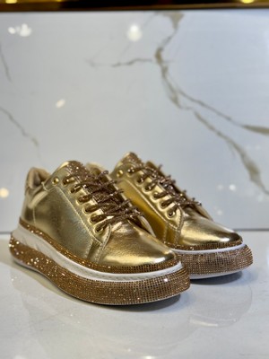 Avani Kristal Taşlı Spor Ayakkabı Gold