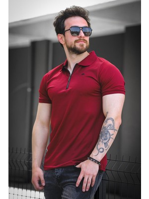 Zack Polo Yaka Petek Kumaş Yarım Fermuarlı Erkek Tshirt