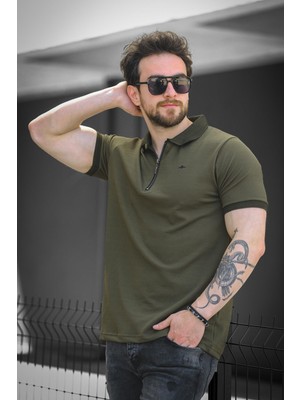 Zack Polo Yaka Petek Kumaş Yarım Fermuarlı Erkek Tshirt