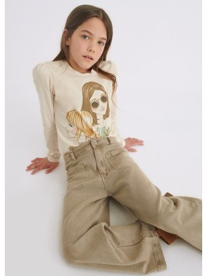 Mayoral  Kız Çocuk Uzun Kol Baskılı Tişört 7034