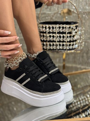 Bird Kristal Taşlı Spor Ayakkabı Siyah