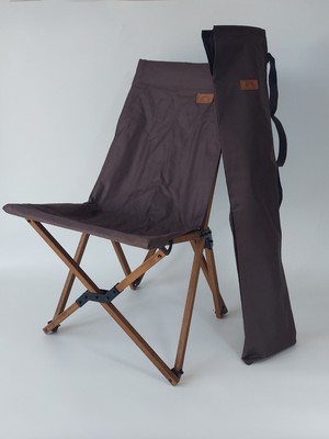 Joyfull Turtle Ahşap Kayın-  Katlanır Kamp - Bahçe - Balkon Sandalyesi - Koyu Ceviz Iskelet - Kahverengi Kılıf - Kahverengi Çanta