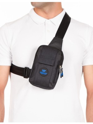 Erkek Suya Dayanıklı Keten Kumaş Telefon Bölmeli Mini Omuz Çantası Çapraz Çanta Günlük Siyah Renk