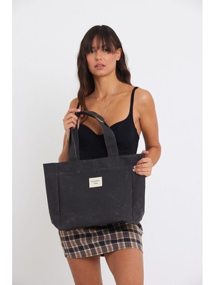 Dark Büyük Boy Mumlu Kanvas Omuz Ve El Çantası / Lise Ve Üniversite Okul Çantası (En: 32 Boy: 29)