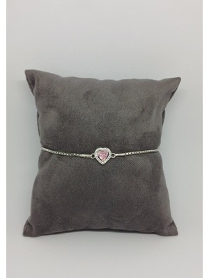 Pembe Kalp Taşlı 925 Ayar Gümüş Bileklik – Şık ve Romantik Takı, Hediye Için Mükemmel Seçim