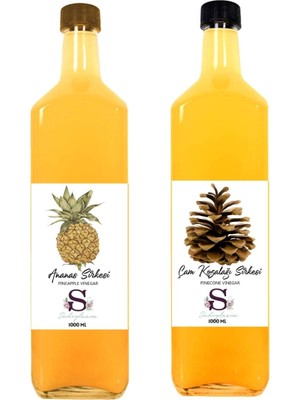 Süheylaana Doğal Ananas Sirkesi 1000 ml - Doğal Çam Kozalağı Sirkesi 1000 ml