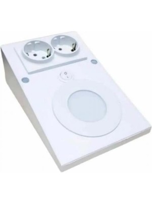 Ags Pastik Tezgah Altı LED Armatür Çift Priz Sistemli