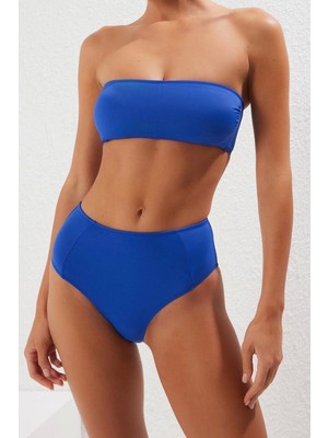 Yeni Leopar Straplez Yüksek Bel Hipster Desenli Straplez Yüksek Bel Hipster Bikini Takımı