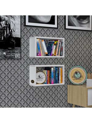 Kenzlife Duvar Rafı Kitaplık Hülas Byz 022*039*13 Ikili Duvara Asma Aparatlıdır 2 Adet