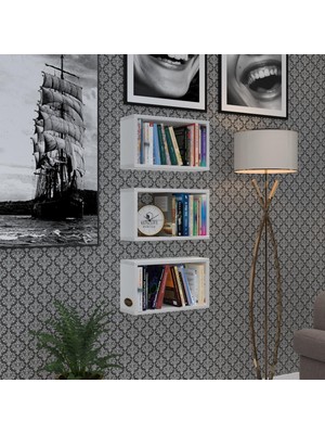 Kenzlife Duvar Rafı Kitaplık Hülas Byz 022*039*13 Üçlü Duvara Asma Aparatlıdır 3 Adet