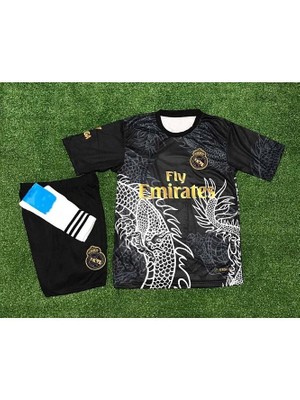 R.e.a.l'm.a.d.r.i.d' Cristiano Ronaldo Dragon Siyah Çocuk Forması 3 Lü Set T-Shirt