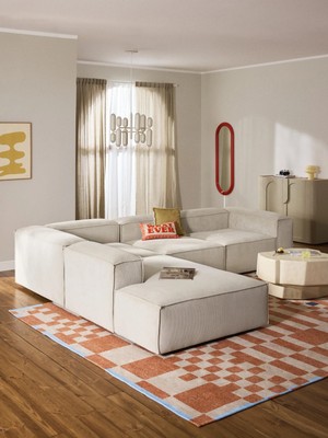 Most Mollis Pro 4 Modül Sol Köşe Koltuk Fitilli Kırık Beyaz Kadife Kumaş Yataş Sünger(Evinize Teslim)