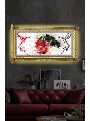 Miyrem Rustik,ledli Kanvas Tablo  Şemsiyeli Kız K