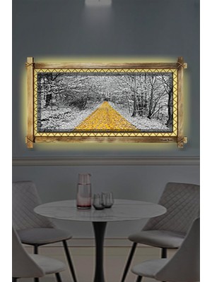 Miyrem Rustik,ledli Kanvas Tablo  Orman Sarı Yol O