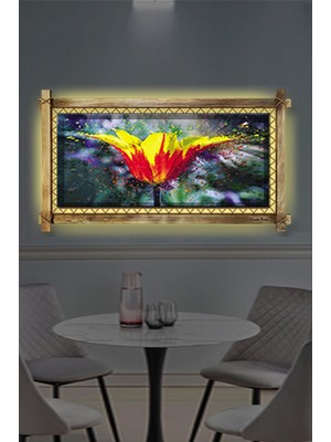 Miyrem Rustik,ledli Kanvas Tablo  Sarı Çiçek B