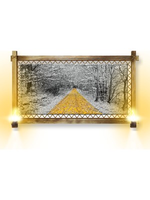 Miyrem Rustik,ledli Kanvas Tablo  Orman Sarı Yol O