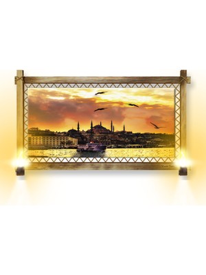 Miyrem Rustik,ledli Kanvas Tablo  Istanbul Gün Batımı B