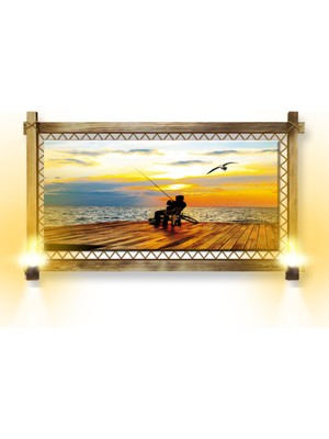 Miyrem Rustik,ledli Kanvas Tablo  Balık Tutma O