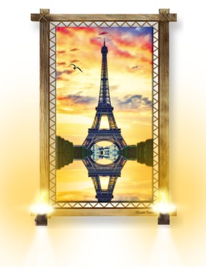 Miyrem Rustik,ledli Kanvas Tablo  Eyfel Kulesi B