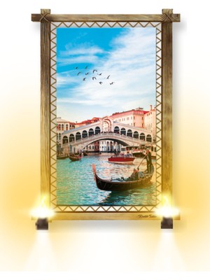 Miyrem Rustik,ledli Kanvas Tablo  Venedik Kayık K