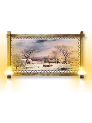 Miyrem Rustik,ledli Kanvas Tablo  Kış Tablo B