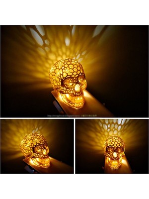 Modelerman Design Voronoid Kafatası Gece Lambası Turuncu 2267619