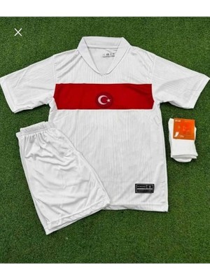 Türkiye Euro 2024 Isimsiz Çocuk 3'lü Set Hediyeli Beyaz Milli Takım Forması