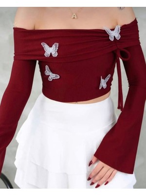 Kelebek Detaylı Madonna Bluz