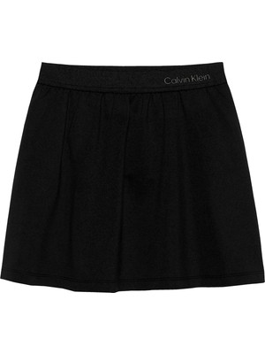 Calvin Klein Lastikli Bel Regular Fit Siyah Düz Mini Kız Çocuk Etek IG0IG02895BEH