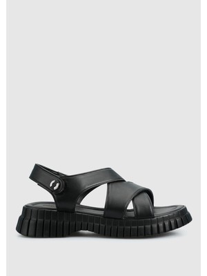 ProvoQ Siyah Kadın Düz Sandalet