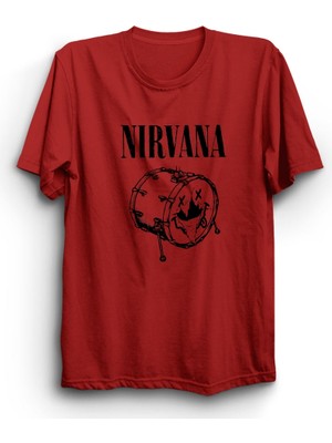Nirvana, Smiling Drum, Bateri, Davul, Rock Metal Müzik Grubu %100 Pamuk Tişört