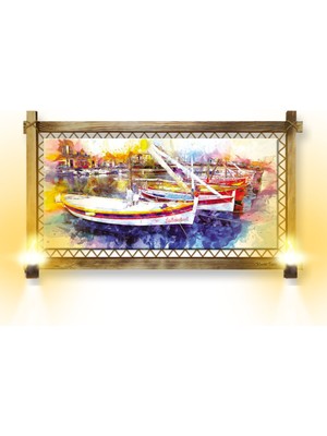 Miyrem Rustik,ledli Kanvas Tablo  Kayık O