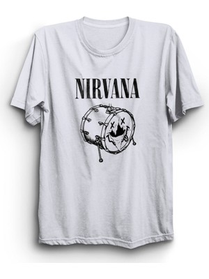 Nirvana, Smiling Drum, Bateri, Davul, Rock Metal Müzik Grubu %100 Pamuk Tişört