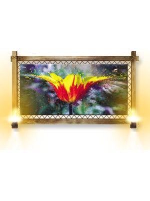 Miyrem Rustik,ledli Kanvas Tablo  Sarı Çiçek O