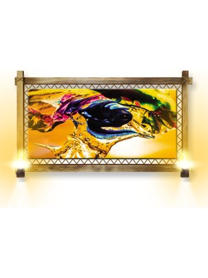 Miyrem Rustik,ledli Kanvas Tablo  Sarı Soyut O