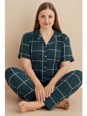 Cotonhause Kadın Büyük Beden Kısa Kol Lila Pijama Takımı 50501-288