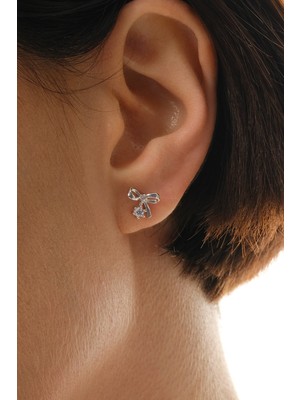 Gümüş Rodyumlu Zirkon Taşlı Zarif Fiyonk Küpe SGTL12830RODAJ