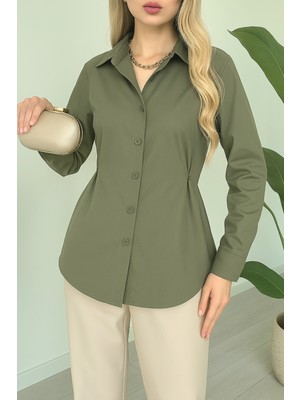 Yanları Düğme Detaylı Poplin Gömlek