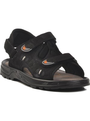 Siyah Nubuk  Deri Erkek Sandalet 1405 M