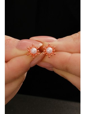 Gümüş Rose Incili Tomurcuk Küpe SGTL12841ROSE