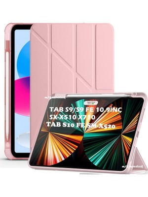 M.tk moveteck Samsung Galaxy Tab S9 Fe/S10 Fe /S10 Lite 10.9 Kılıf Kalem Bölmeli Trifolding Yatay Dikey Standlı Case SM-X510 SM-X520 X400