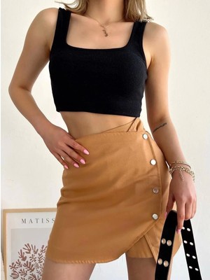 Dört Çıtçıtlı Gabardin Şort Etek S249001