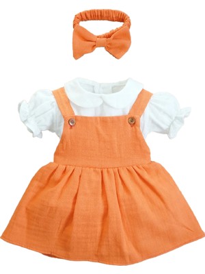 Kız Bebek ve Çocuk Kısa Kollu Bandanalı Müslin Elbise