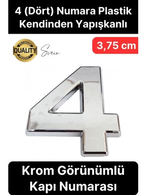 No 4 Kapı Numarası Kendinden Yapışkanlı Masa Dolap Plastik Ev Posta Kutusu Dış Mekan Daire 3,75 cm
