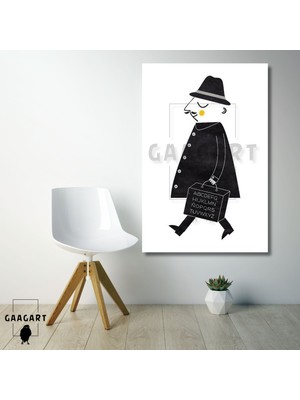 Gaagart Tekli Dikey Kanvas Duvar Tablosu Çantalı Öğretmen