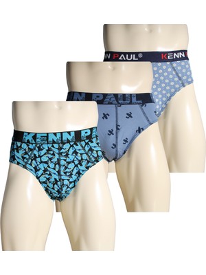 Kenn Paul 3'lü Erkek Slip Desenli Pamuklu Lüks Boxer