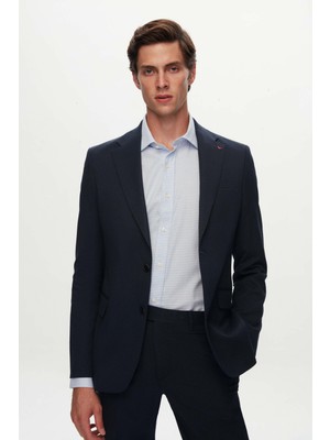 D'S Damat Ds Damat Slim Fit Lacivert Armürlü Takim Elbise 3HF05KV155771