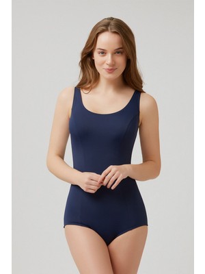 Kom Rosanna Yuvarlak Yaka Toparlayıcı Mayo Lacivert