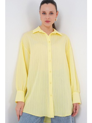 Janes Çizgili Uzun Gömlek Tunik 5963 - Sarı