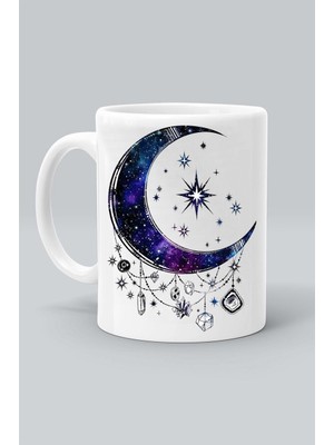 Dolunay Dreamcatcher Düş Kapanı Baskılı Beyaz Kupa Bardak